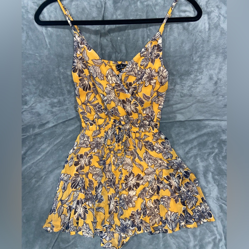 Floral Yellow and Black Romper